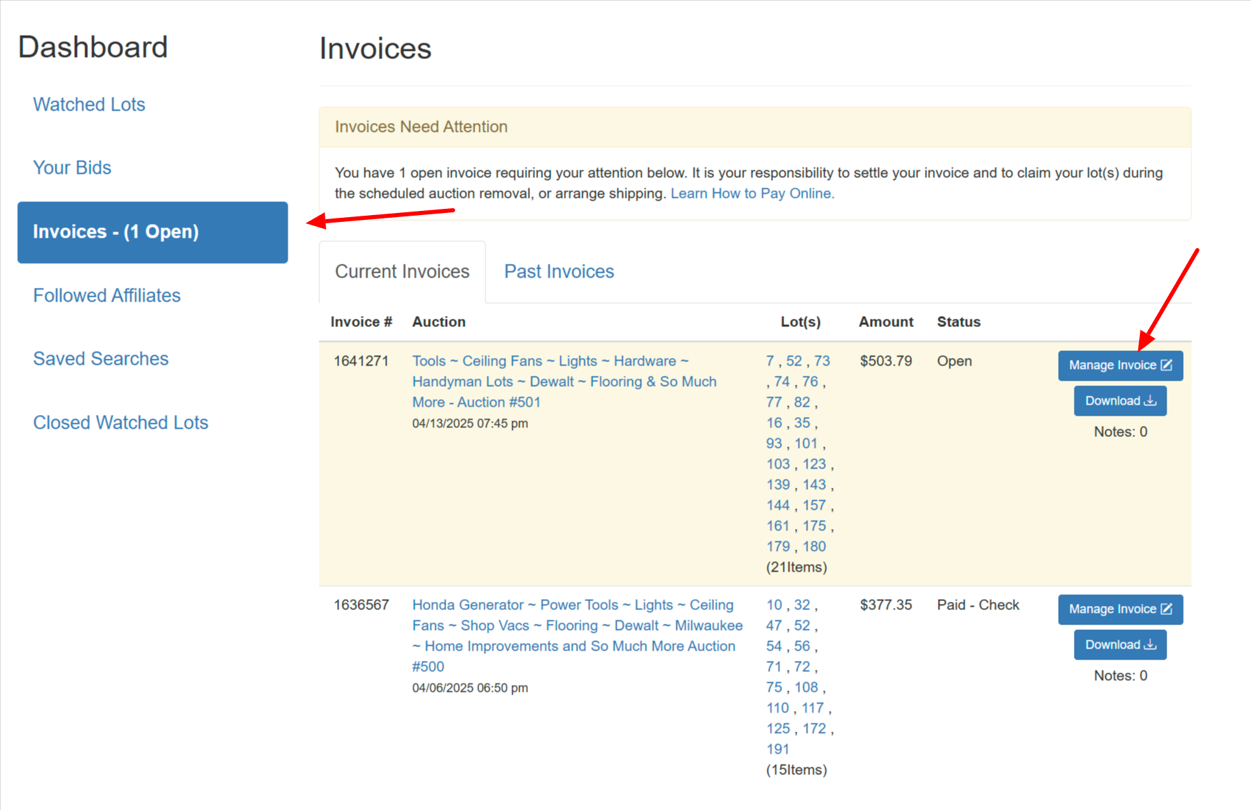 Manage Invoice Screenshot 1